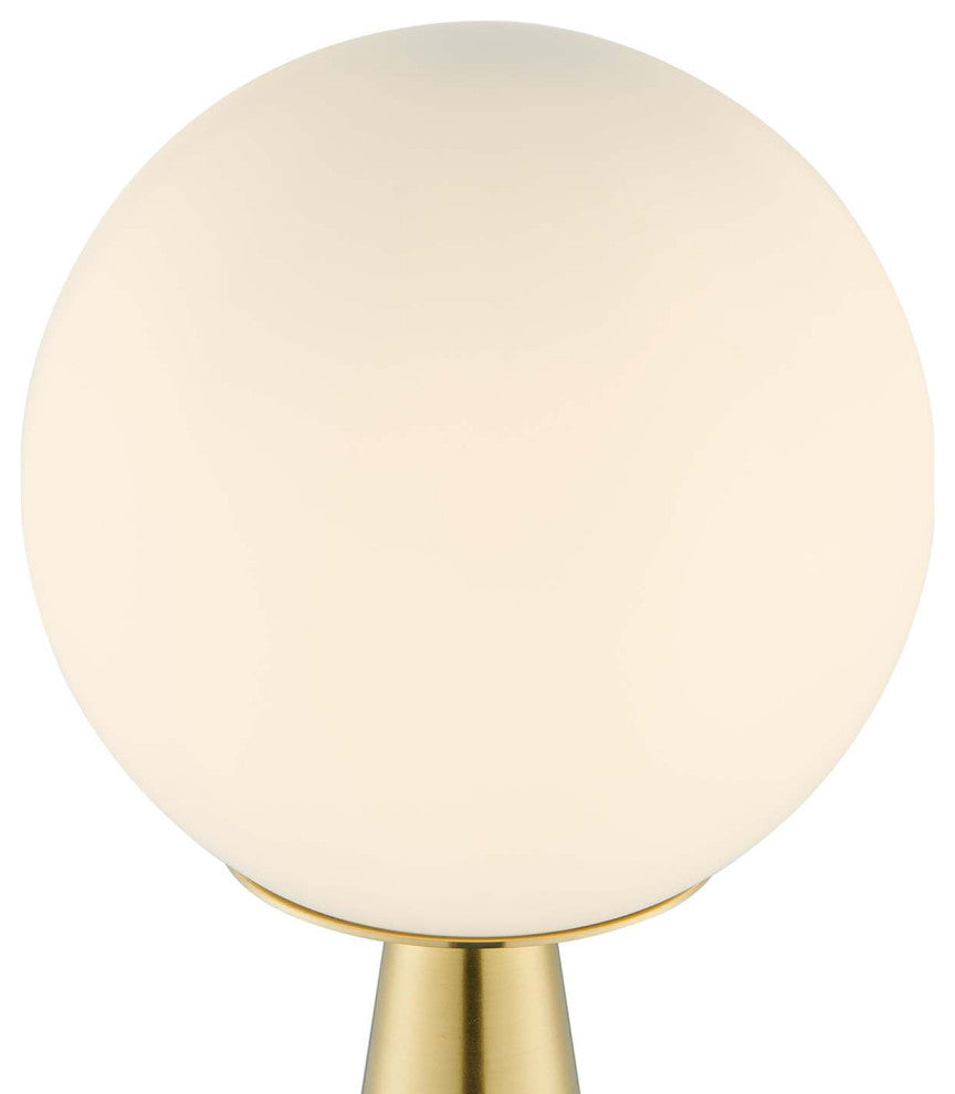 Apex Glass Globe Glass Table Lamp, White Satin Brass