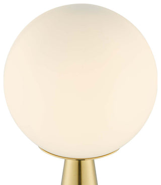 Apex Glass Globe Glass Table Lamp, White Satin Brass
