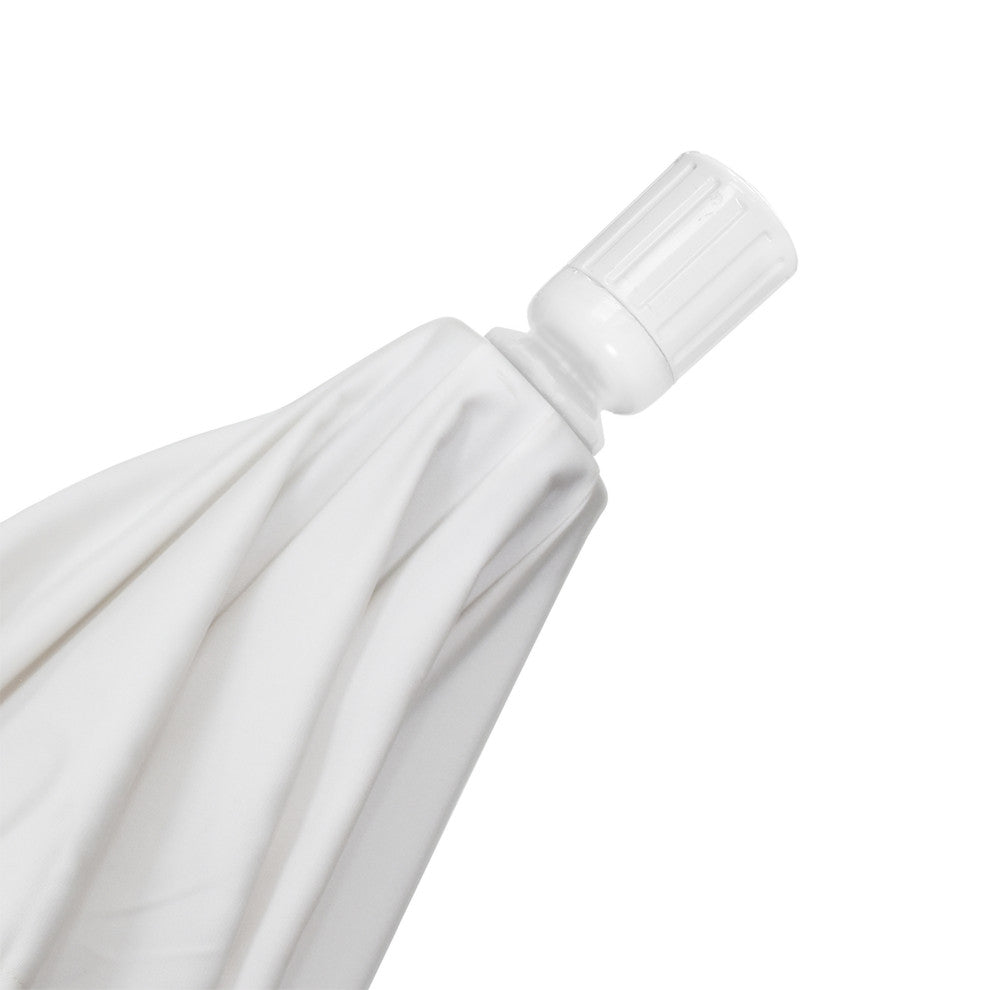 9' Matted White Collar Tilt Lift Fiberglass Rib Aluminum Umbrella, Olefin, Gray White Cabana Stripe