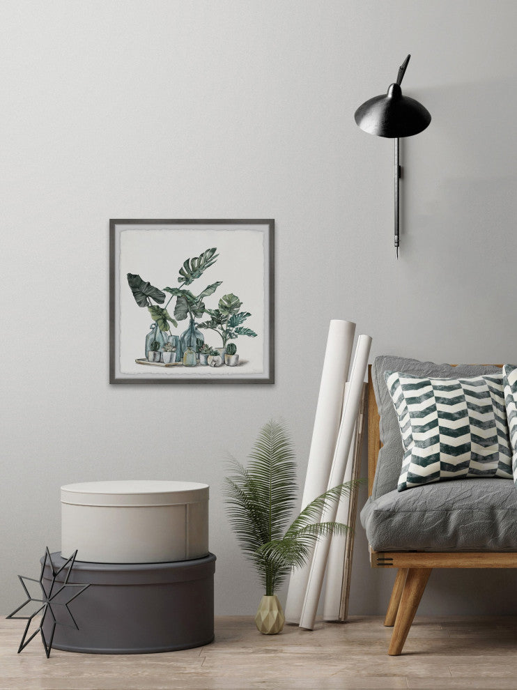 "Cactus and Palms" Framed Painting Print, 18"x18"
