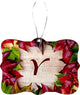 Letter Y Rustic Fall Leaves on Wood Design Rectangle Christmas Tree Ornament