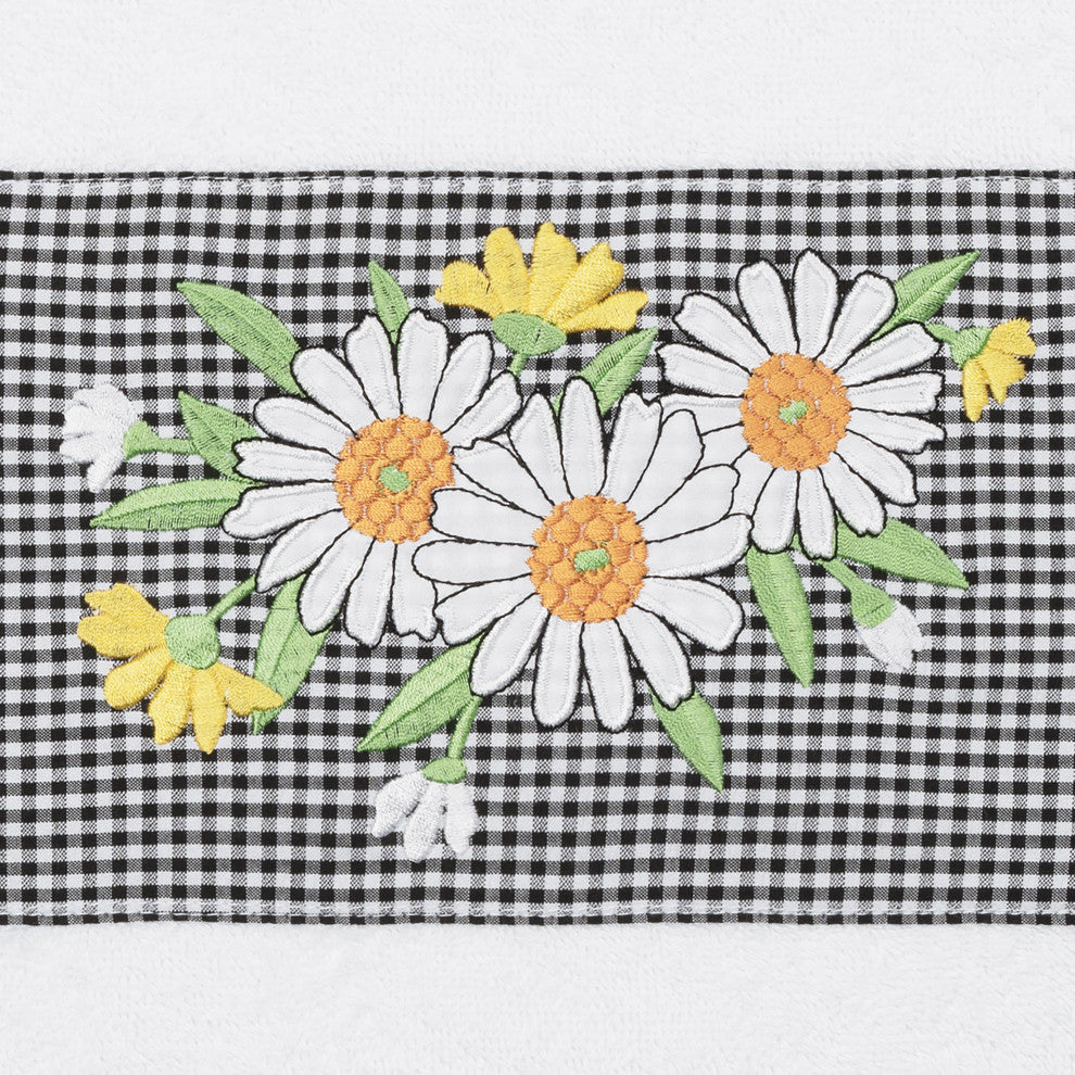 Linum Home Textiles Turkish Cotton Daisy 3-Piece Embellished Towel Set, White