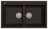 Elegance 34" Drop-In Double-Bowl Granite Sink, Brown