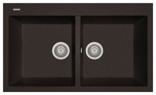 Elegance 34" Drop-In Double-Bowl Granite Sink, Brown