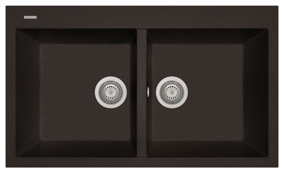 Elegance 34" Drop-In Double-Bowl Granite Sink, Brown