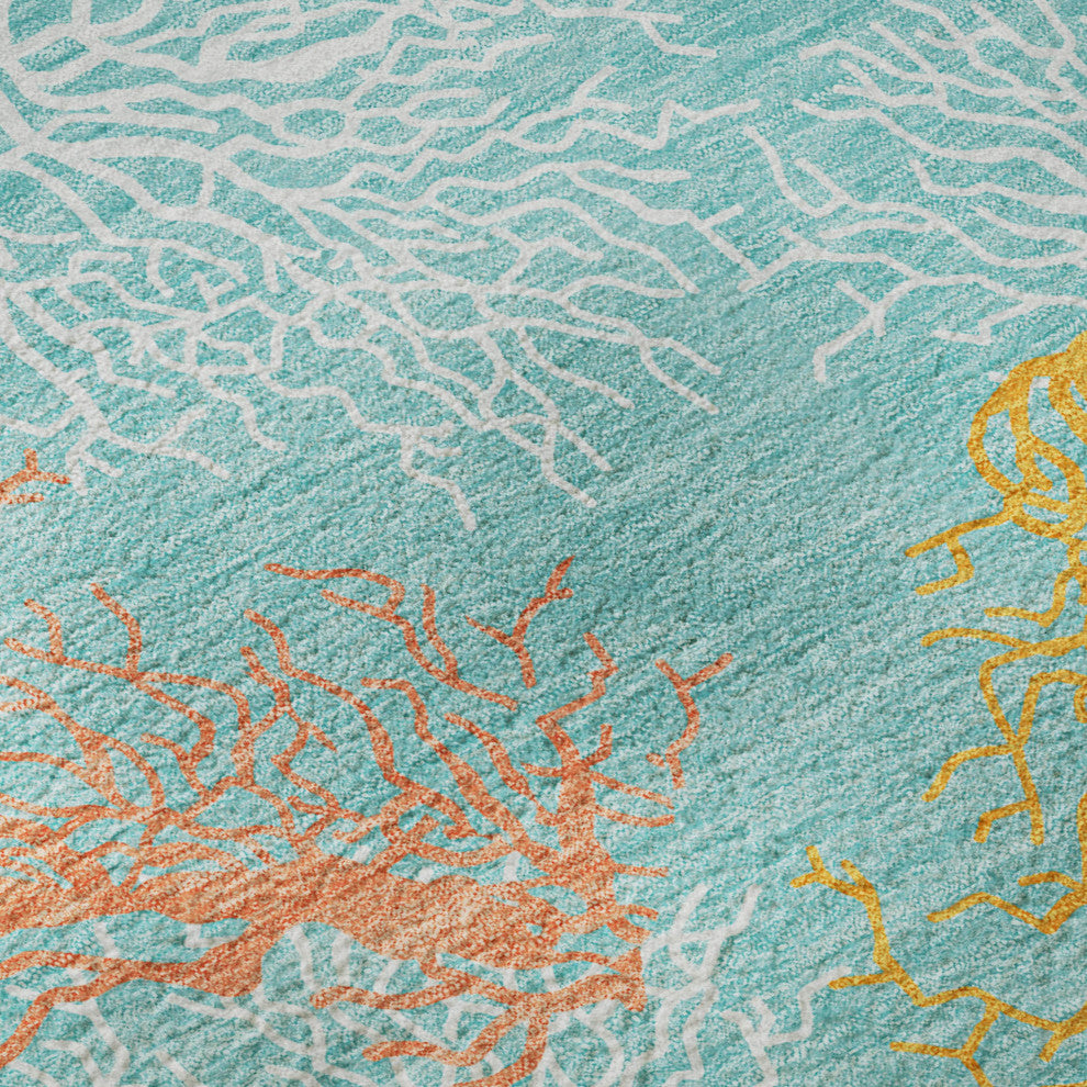 Addison Premium Washable Mayfield AMF182 Teal 2'3" x 7'6" Runner Rug