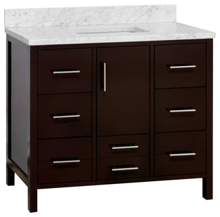 California 42" Bathroom Vanity, Chocolate, Carrara Marble