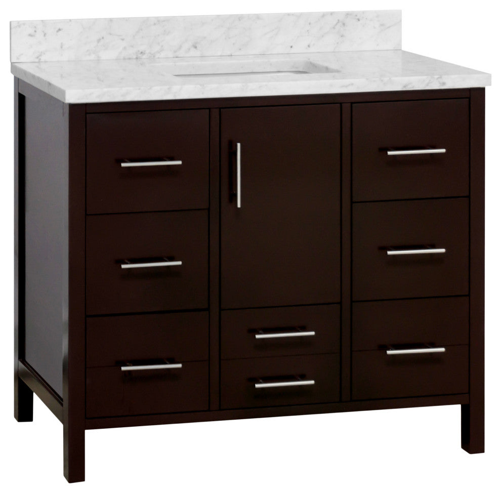 California 42" Bathroom Vanity, Chocolate, Carrara Marble