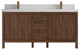 Elizabeth 60 Double Bathroom Vanity in Dark Walnut Teak 2" Carrara Quartz