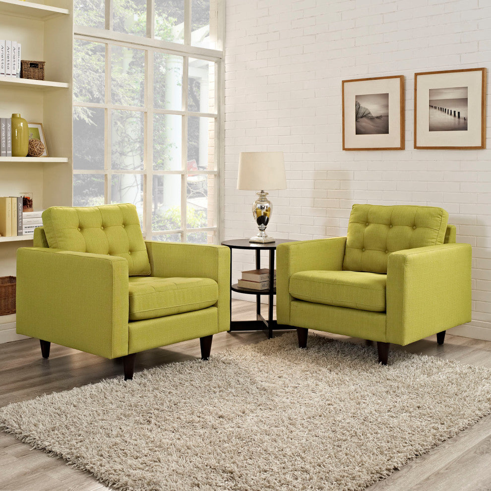 Wheatgrass Empress Armchair Upholstered Fabric Set of 2