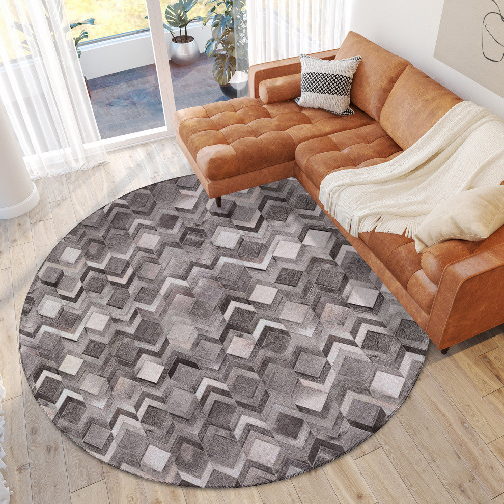 Indoor/Outdoor Stetson SS5 Flannel Machine Washable 8' x 8' Round Rug