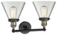 2-Light Large Cone 18" Bath Fixture, Black Antique Brass, Glass: Clear