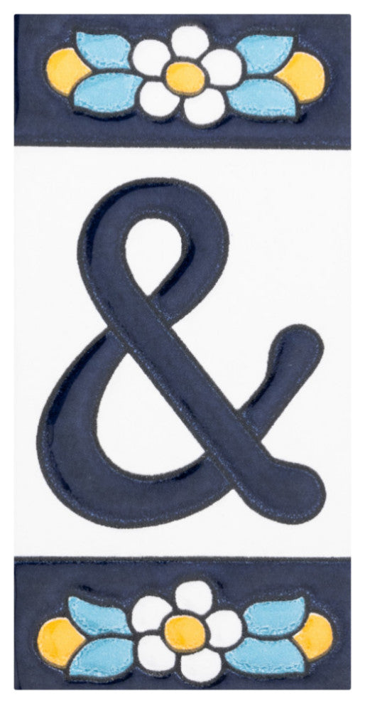Sevillano Flora Letters 2-1/8 in. x 4-3/8 in. Ceramic Wall Tile, Ampersand