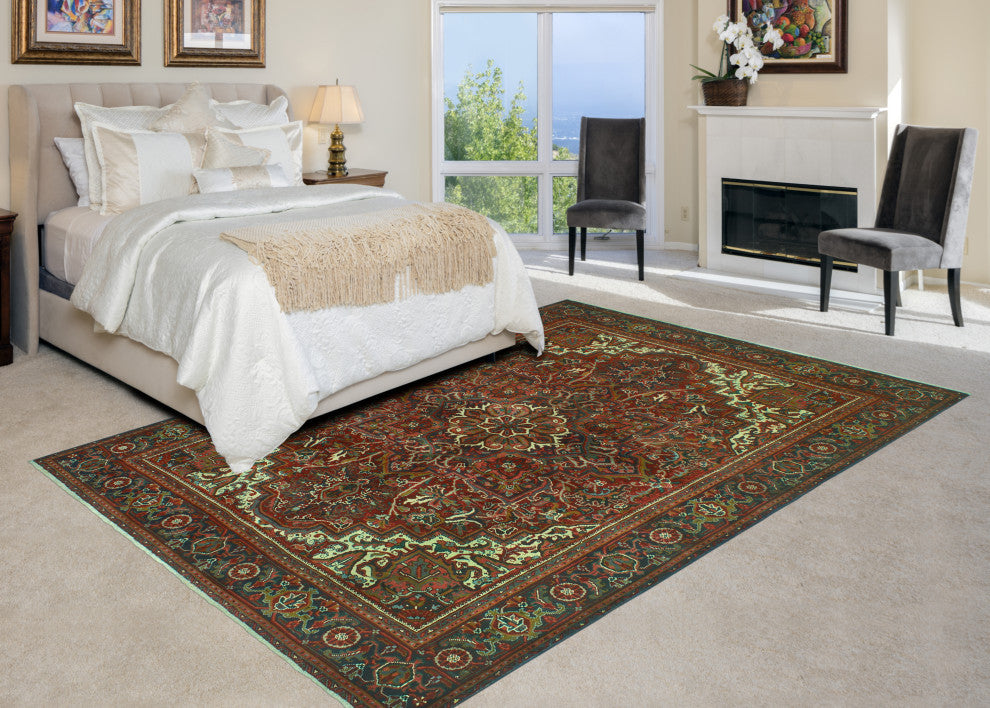 Fine Vintage Heriz Esra Red/Ivory Rug, 6'9 x 9'5