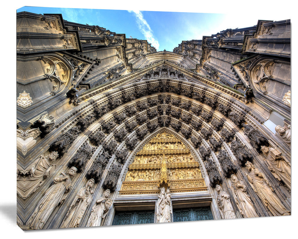 Facade of the Dom Church in City, Large Cityscape Art Print on Canvas, 60"x28"