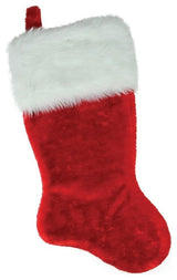 20" Luxurious Traditional Red With White Cuff Extra Plush Christmas Stocking
