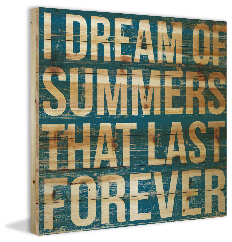 "I Dream of Summers" Painting Print on Natural Pine Wood, 40"x40"