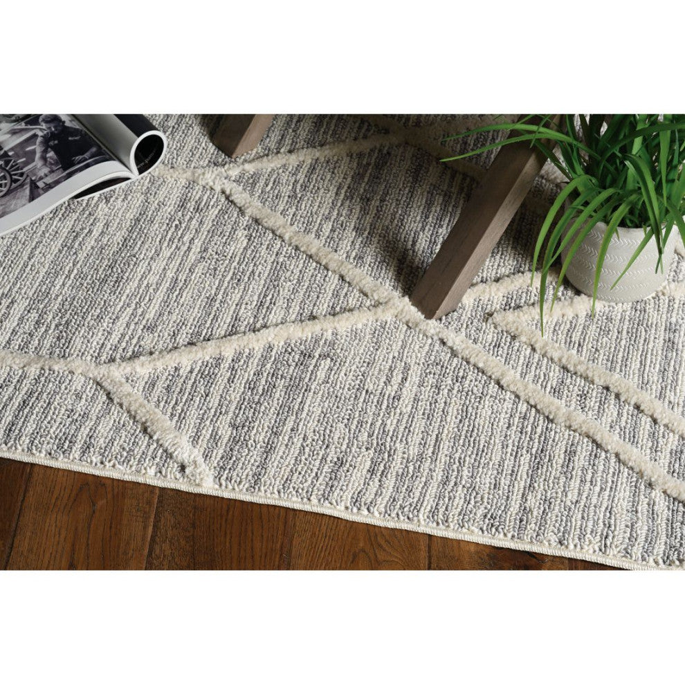 KAS Willow 1102 Ivory Gray Honeycomb Area Rug, 7'10"x10'10"