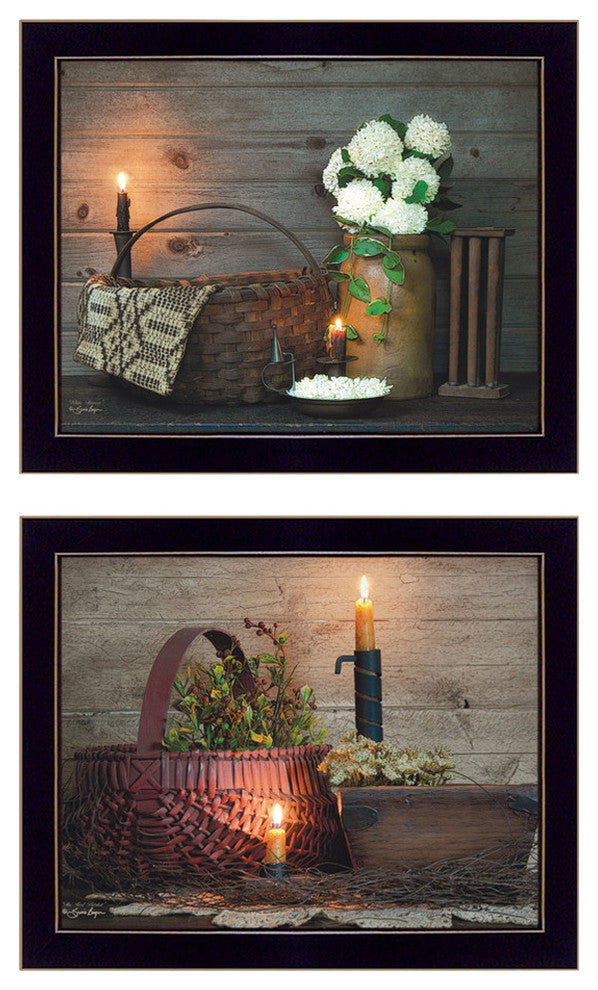 "Baskets and Flowers" Collection By Susan Boyer, Printed Wall Art, Black Frame
