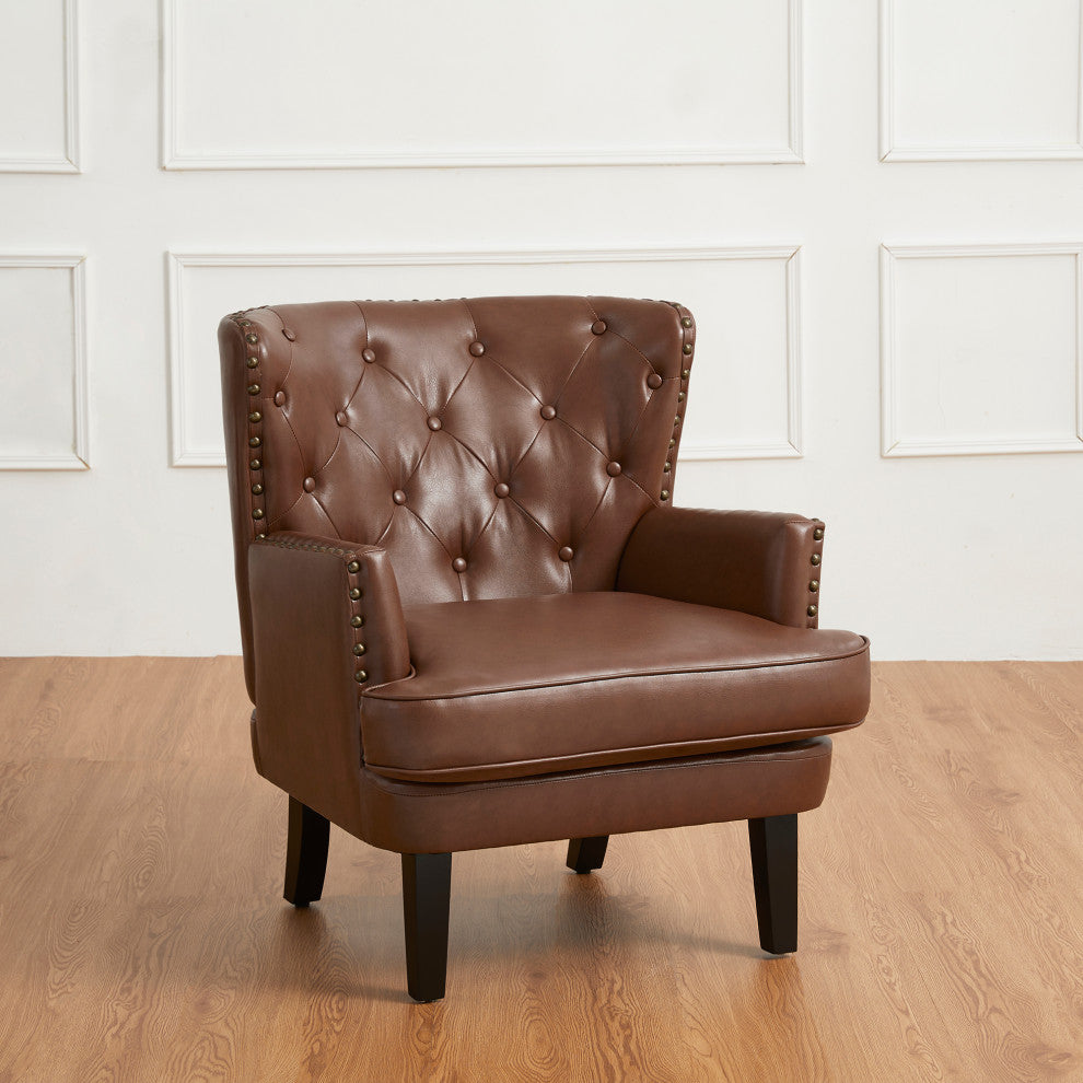 Set of 2  Leatherette Modern Accent Chair, Coffee