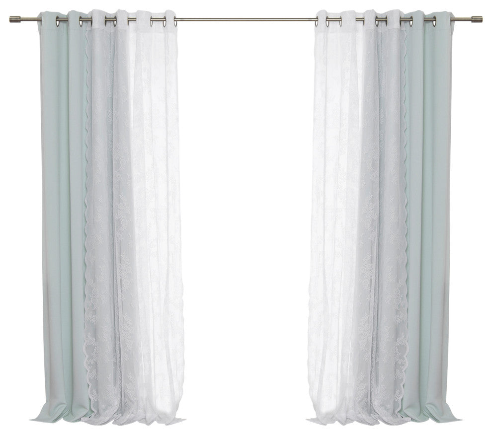 Rose Sheers and Blackout Curtains, Mint, 52"x96"
