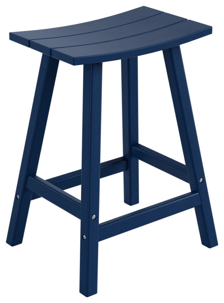 WestinTrends 24" Outdoor Patio Adirondack Plastic Counter Stool, Saddle Seat, Navy Blue