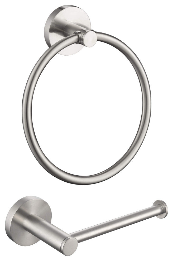 Circular 2-Piece Bathroom Hardware Set, Brushed Nickel