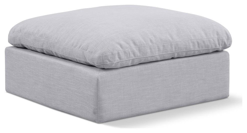 Indulge Upholstered Modular Chair, Grey, Down Stuffed Linen Textured Fabric, Ottoman
