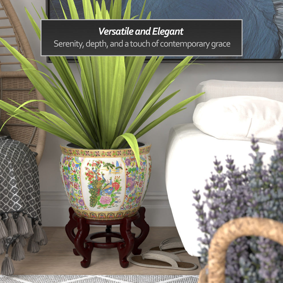 14" Satsuma Birds and Flowers Porcelain Fishbowl