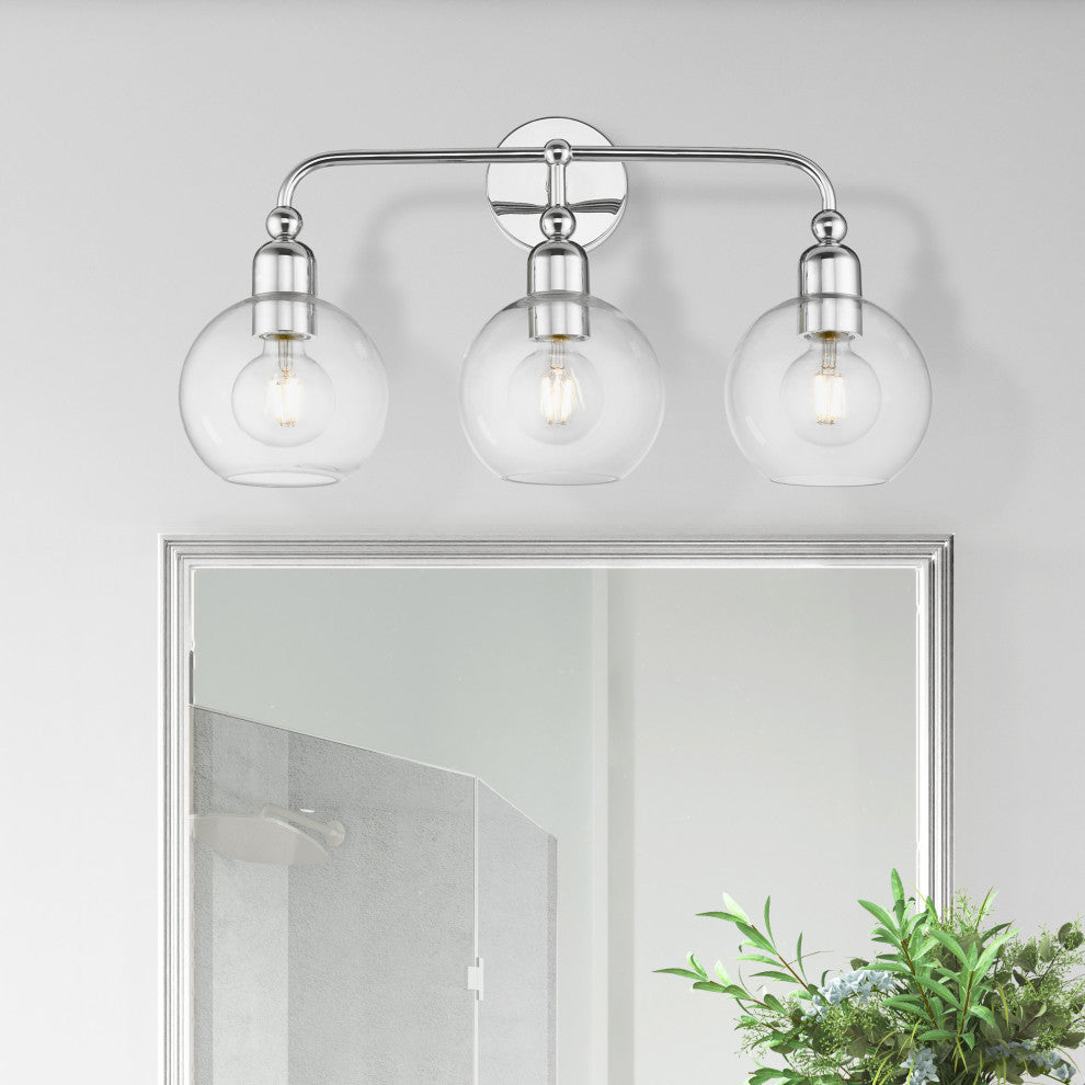 Downtown 3 Light Polished Chrome Sphere Vanity Sconce