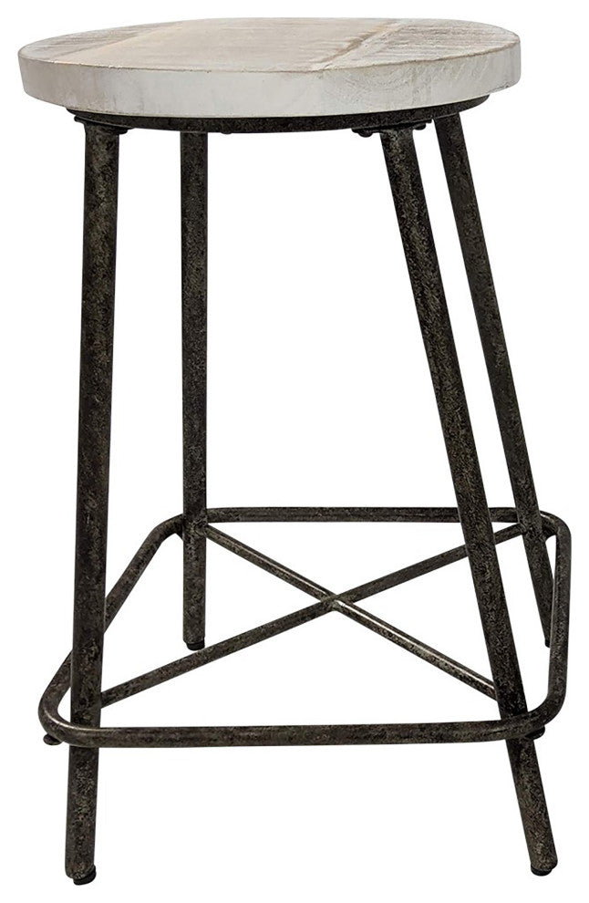 Illona 24" Stool, Set of 2, Natural Drftwd/Aged Iron