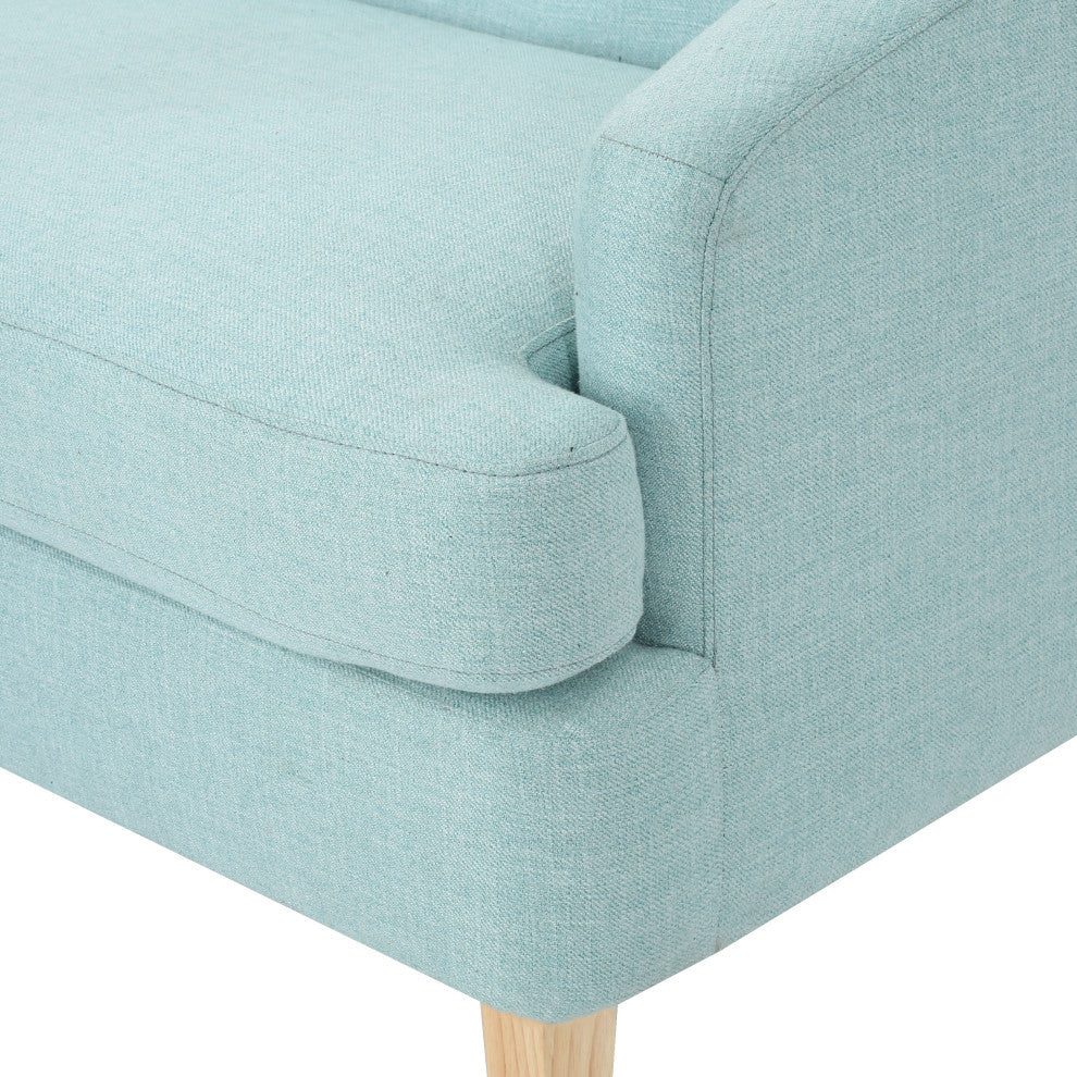 GDF Studio Shelby Mid Century Modern Fabric Loveseat, Light Blue