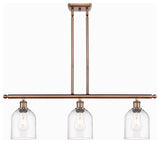 Ballston-Bella 3-Light 36" Stem Island Light, Antique Copper, Clear