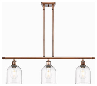 Ballston-Bella 3-Light 36" Stem Island Light, Antique Copper, Clear