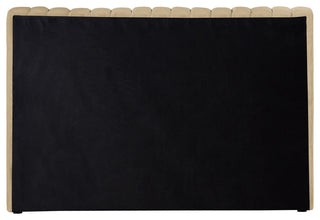 Nico Black Velvet Upholstered Bed, Camel, Twin