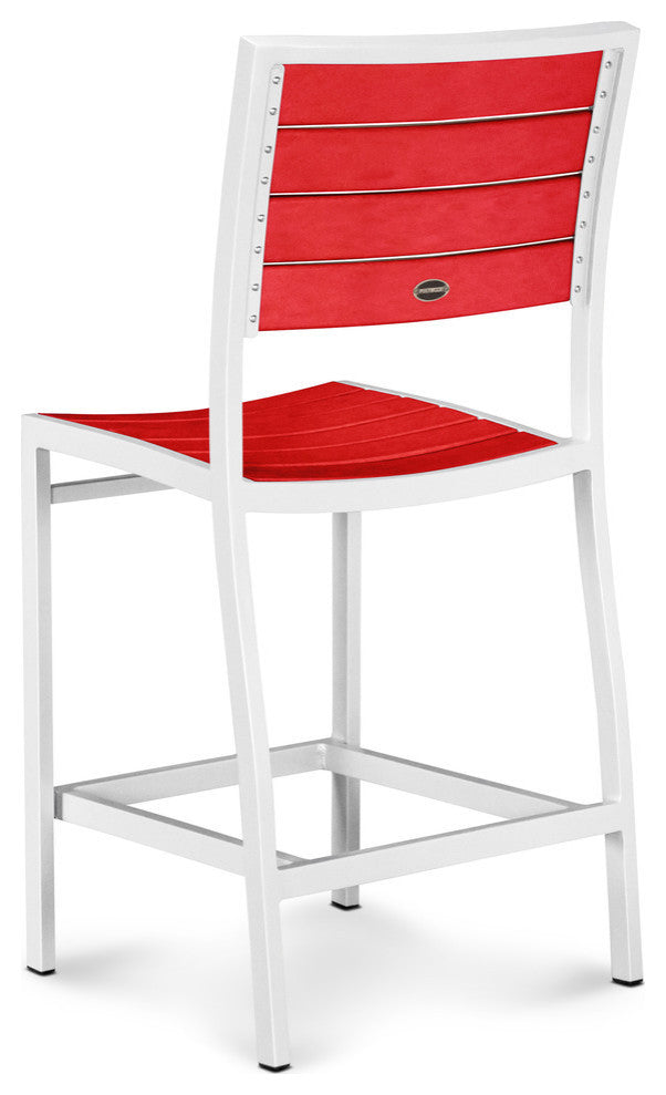 Euro Counter Side Chair, Satin White, Sunset Red