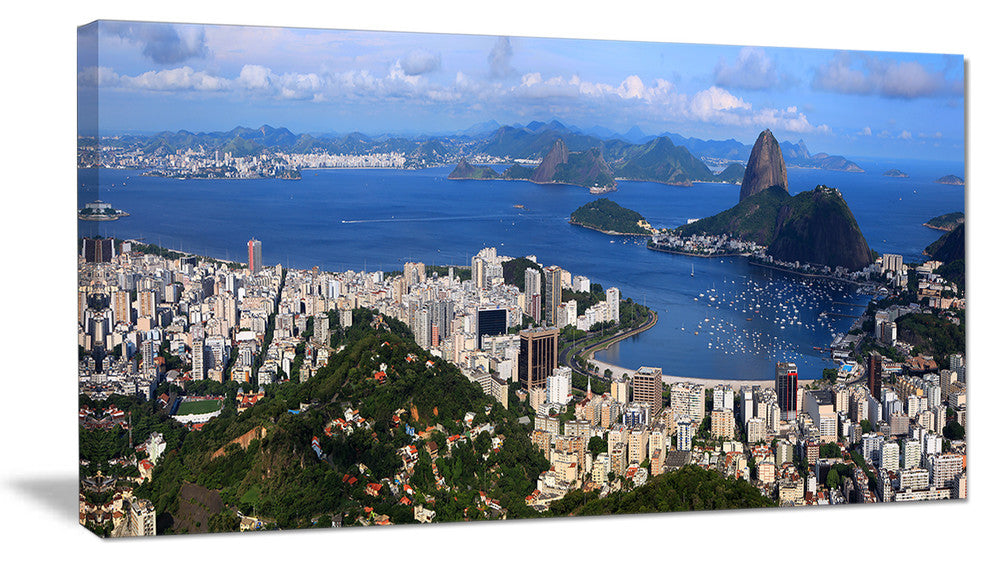 Rio De Janeiro Panorama, Landscape Canvas Art Print, 32"x16"