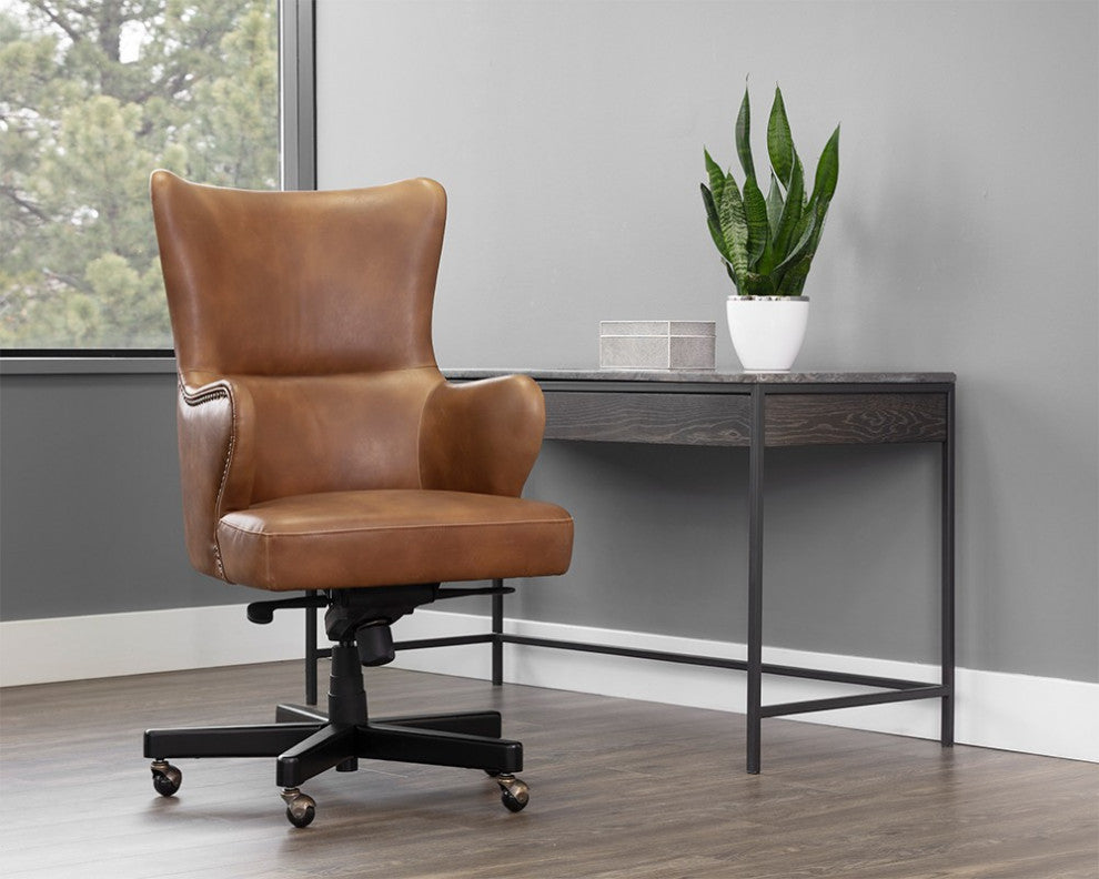 Hubert Office Chair, Tobacco Tan