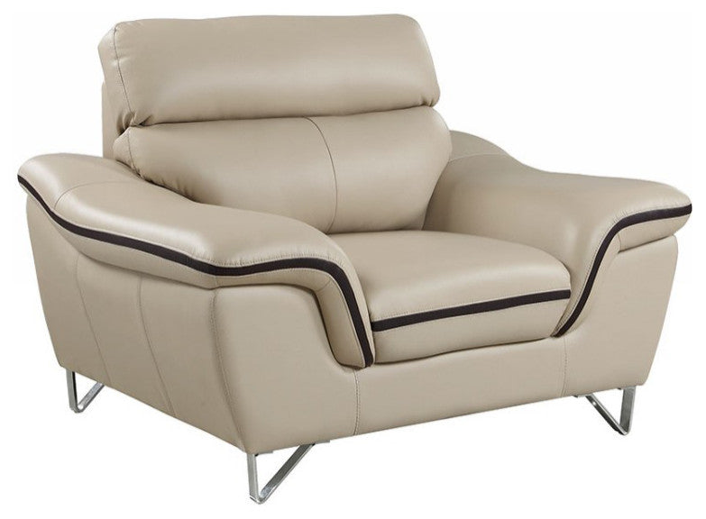 69''x36''x40'' Modern Beige Leather Sofa And Loveseat