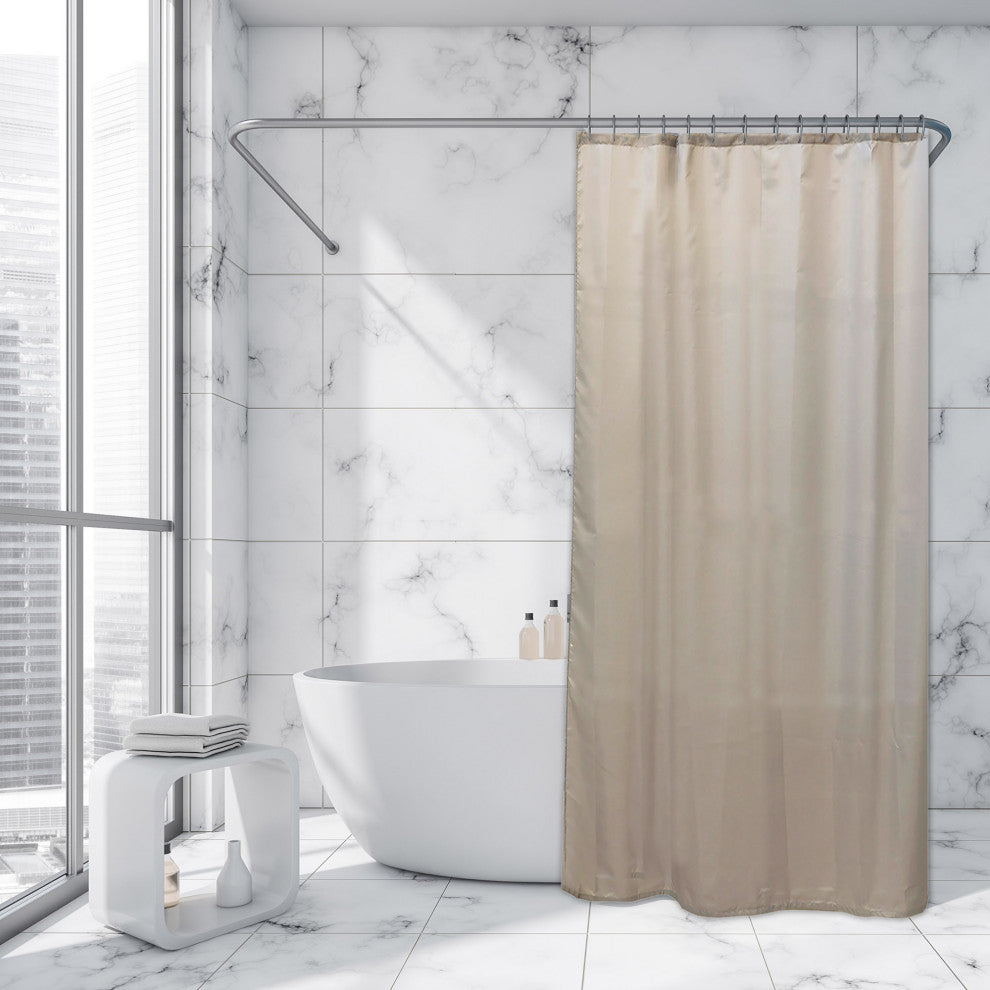 Extra Long Shower Curtain Polyester 12 Rings 79L x 71W, Taupe