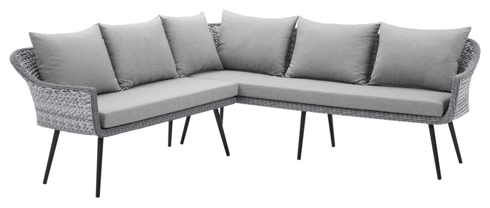 Endeavor Outdoor Patio Wicker Rattan Sectional Sofa Gray Gray -4658