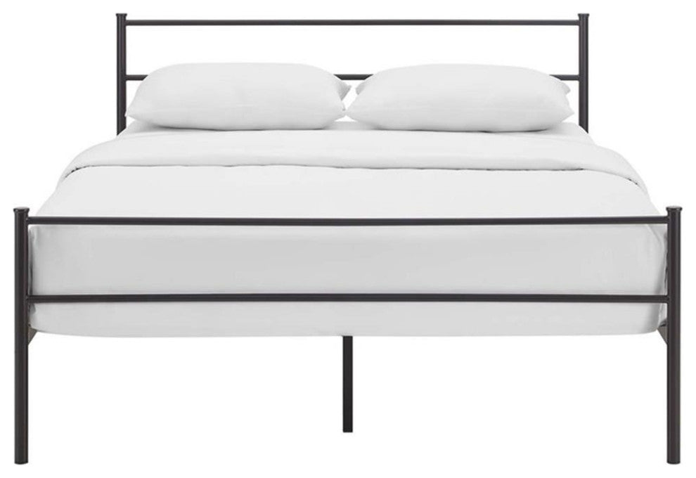 Modway Alina Powder Coated Sturdy Steel Queen Platform Bed Frame in Brown