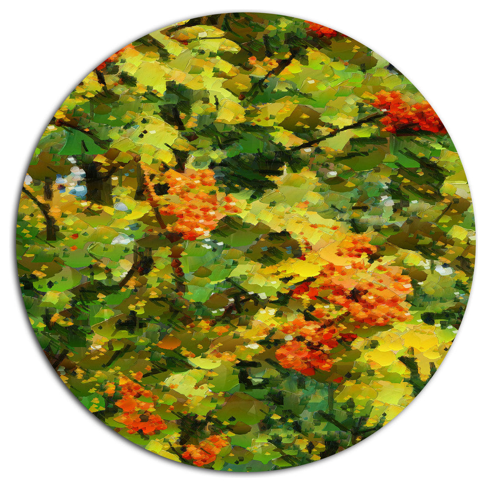 Floral Pattern With Palette Knife, Flower Round Wall Art, 11"