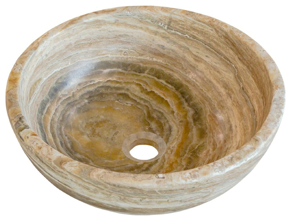 Traonyx Travertine Onyx Natural Stone Vessel Sink (D)16" (H)6"
