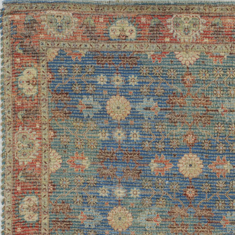 HomeRoots 8' x 11' Vibrant Traditional Style Blue and Red Design Area Rug