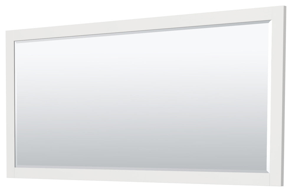 72" Double Bath Vanity, White, No Countertop, Gold Trim, 70" Mirror