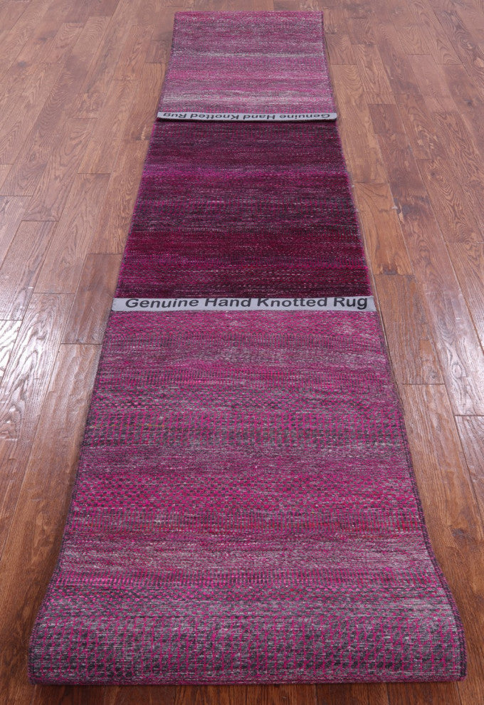 Super Savannah Gabbeh Wool and Silk Handmade Runner Rug 2' 6" X 18' 3" Q6885