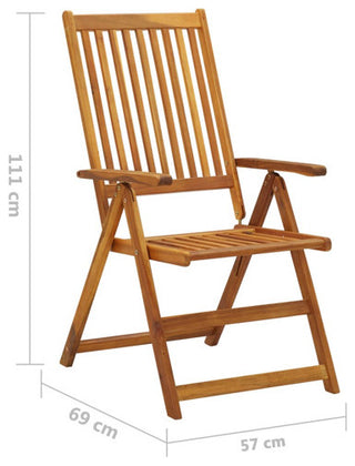 vidaXL Patio Folding Chairs 8 Pcs Camping Garden Lawn Chair Solid Wood Acacia