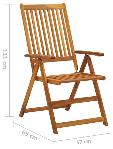 vidaXL Patio Folding Chairs 8 Pcs Camping Garden Lawn Chair Solid Wood Acacia