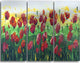 Wild Red Poppies Field Panorama, Modern Landscape Metal Art, 36x28, 3 Panels